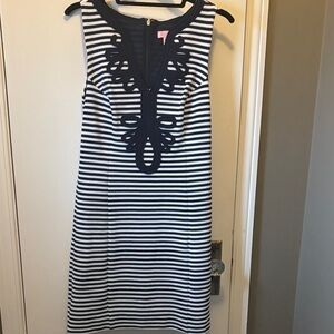 Lilly Pulitzer Navy and White Striped Midi Dress never worn medium nautical